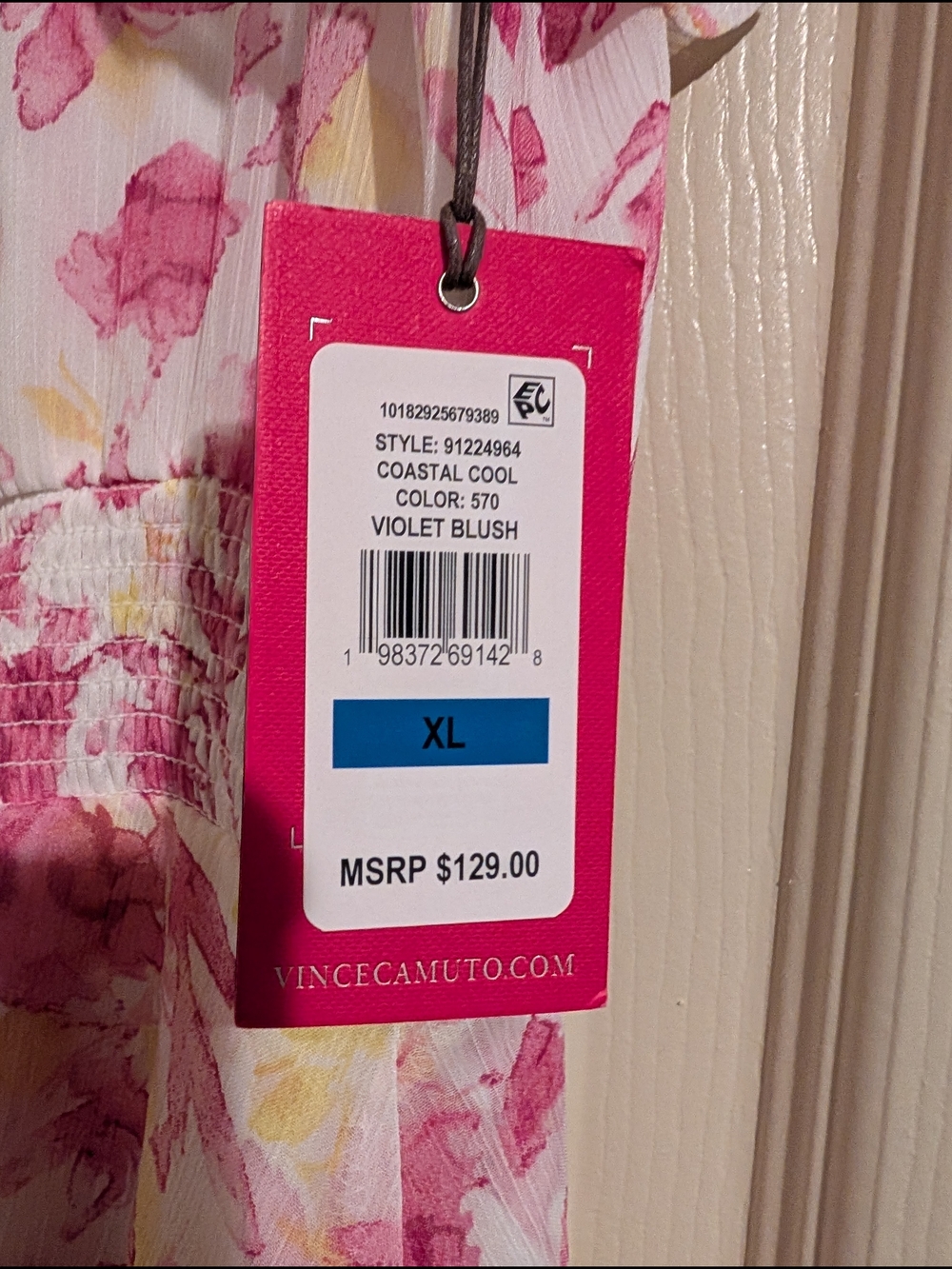 Vince Camuto Pink & Yellow Floral Tiered Ruffle Dress - Picture 2 of 5